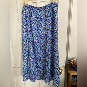 Spring purple, blue, & yellow floral skirt. Flowing skirt. Perfect for Spring!